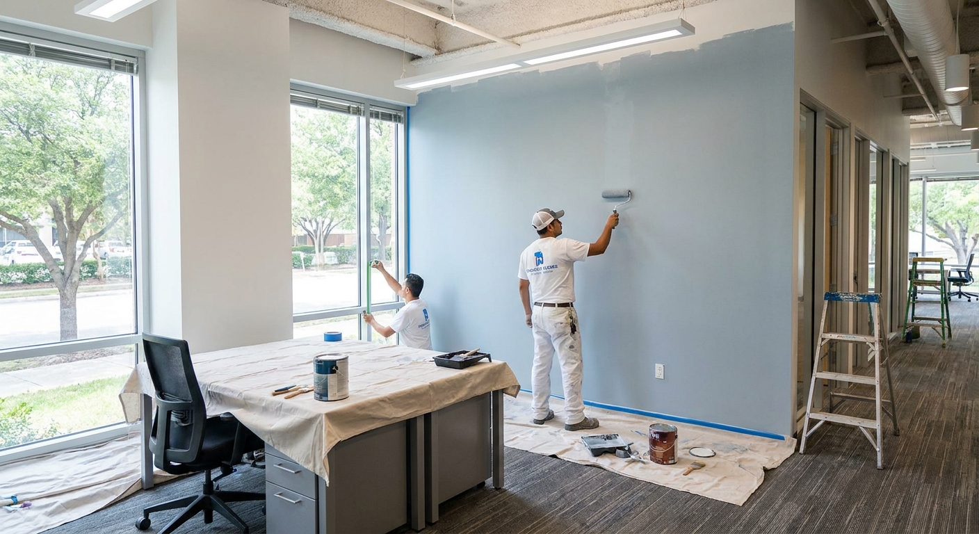 Office commercial painting project in Austin for workspace refresh