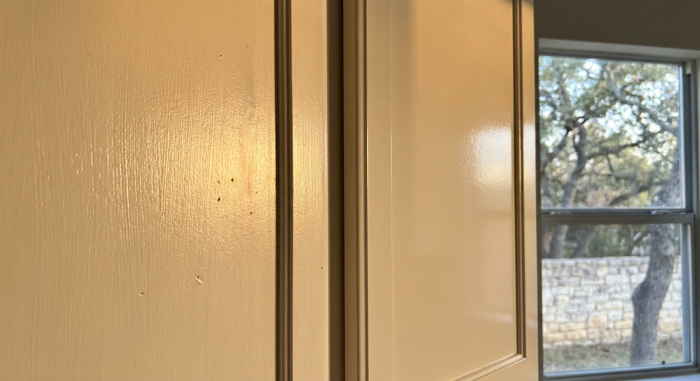 Spray finishes create smooth, durable, and professional cabinet painting results in Austin kitchens