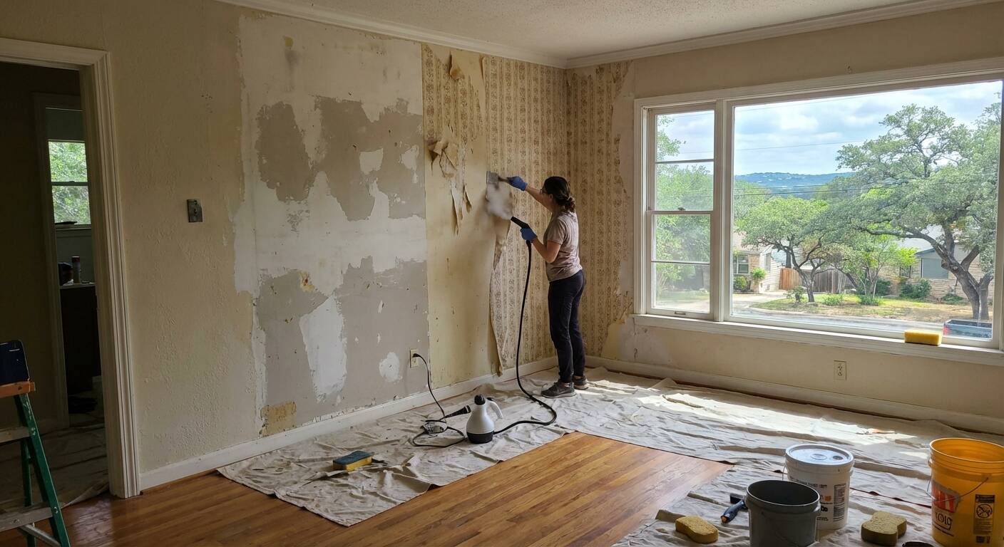 Wallpaper removal before painting in Austin ensures a flawless, long-lasting finish
